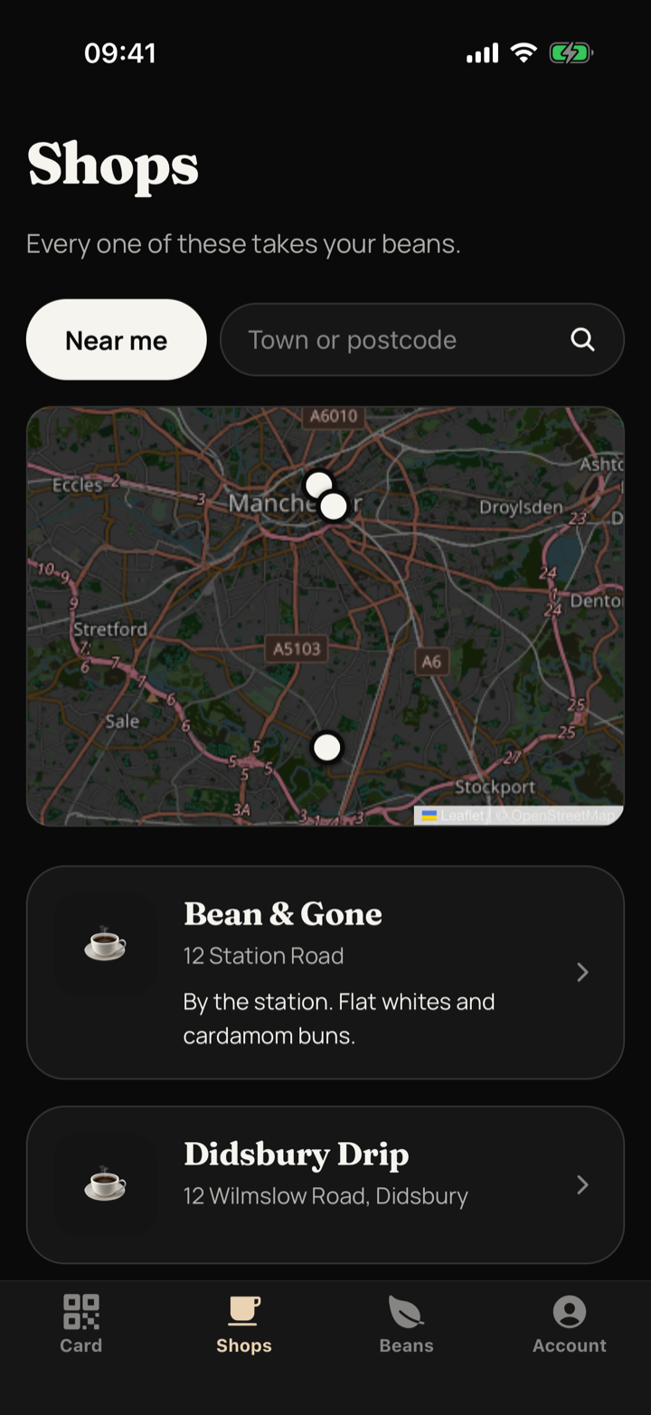 The anybean shop finder map